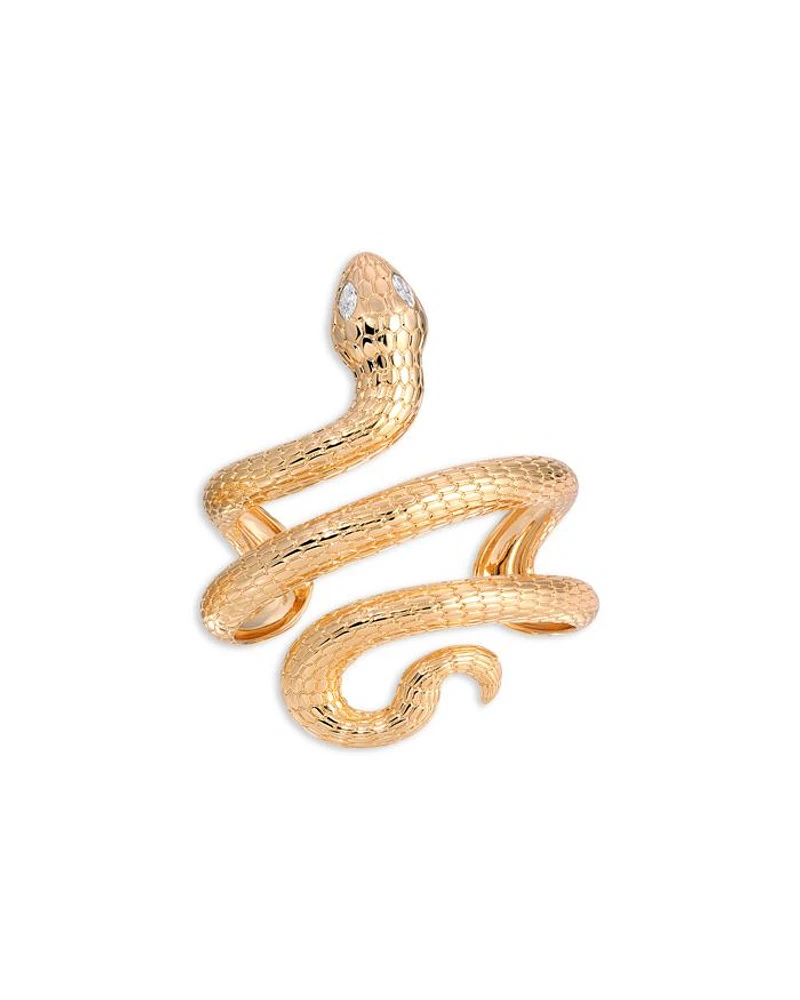 Serpentina Marquise Cubic Zirconia Coiled Snake Cuff Bracelet in 18K Gold Plated