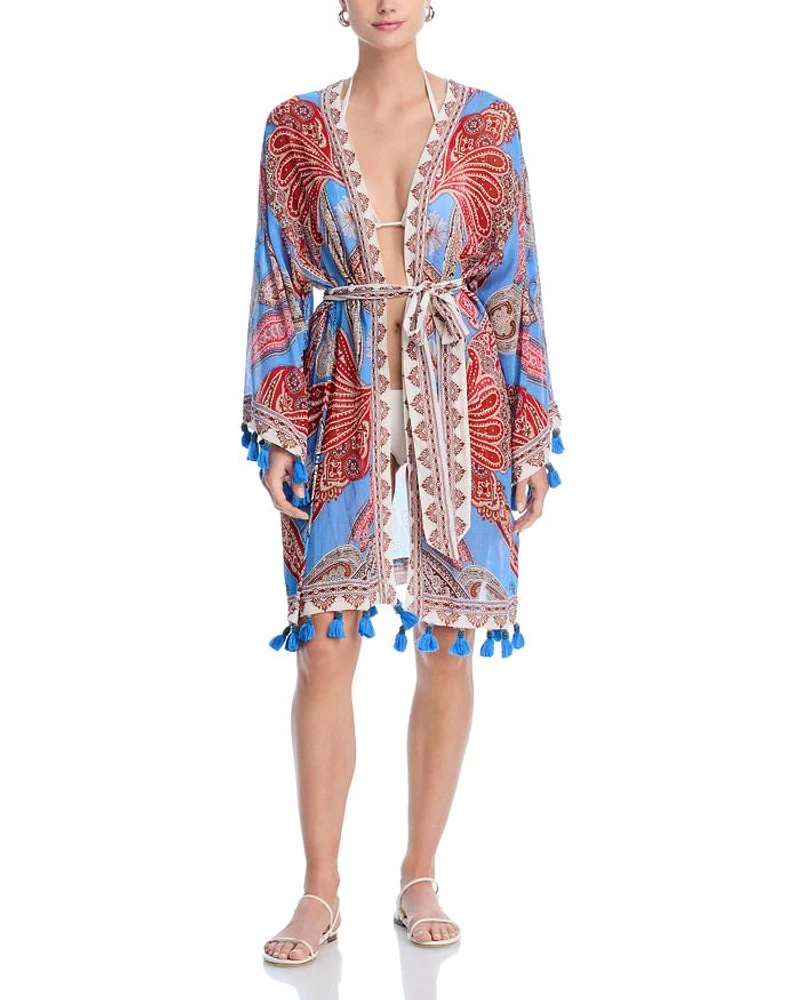 Printed Tassel Short Cover Up Robe - Exclusive