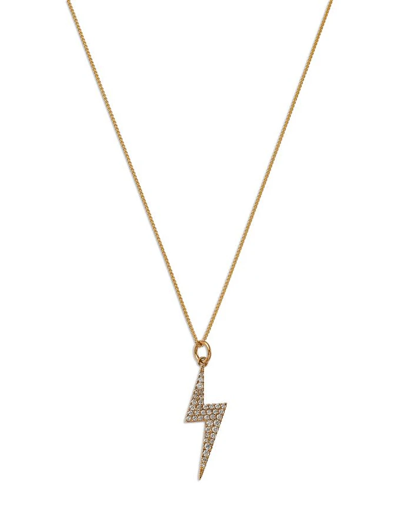 Diamond Lightning Bolt Pendant Necklace in 14K Yellow Gold, 0.32 tcw