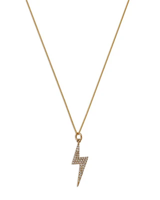 Diamond Lightning Bolt Pendant Necklace in 14K Yellow Gold, 0.32 tcw