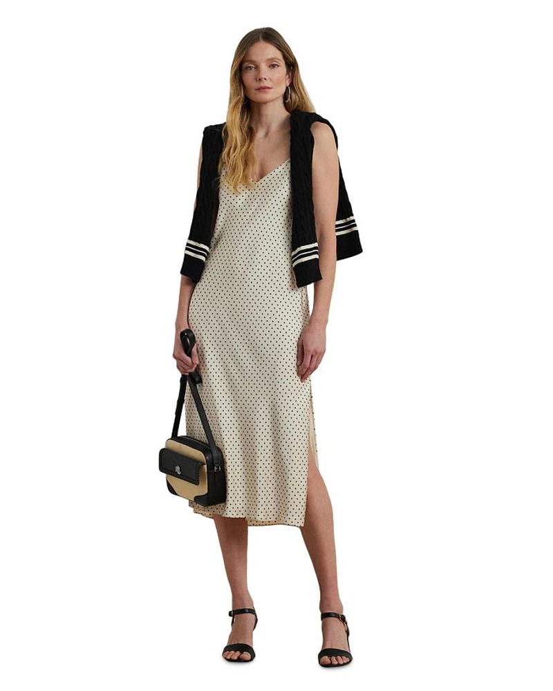 Polka Dot Satin Charmeuse Slip Dress