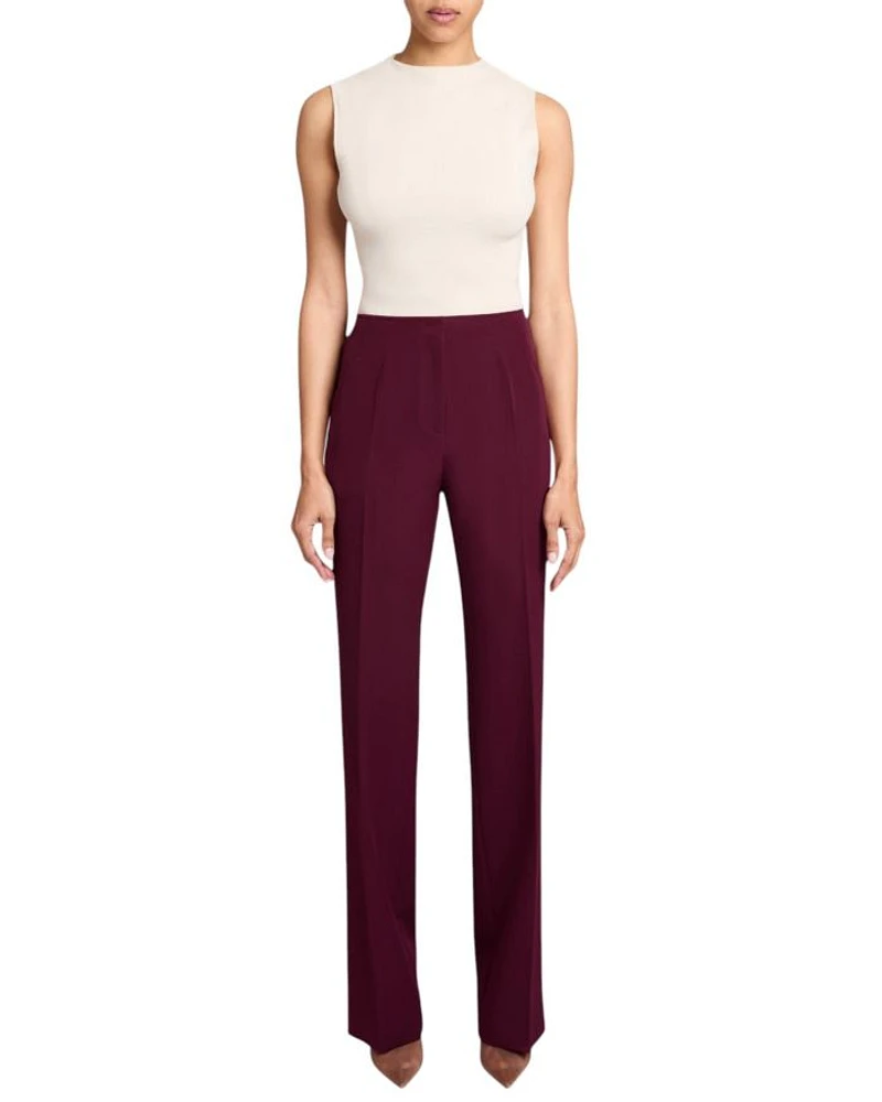 Della Staight Leg Pants with Slanted Pockets Fluid Techno Crepe