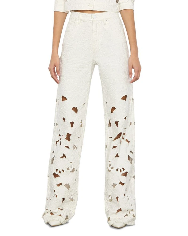 Weezy High Rise Embroidered Eyelet Pants