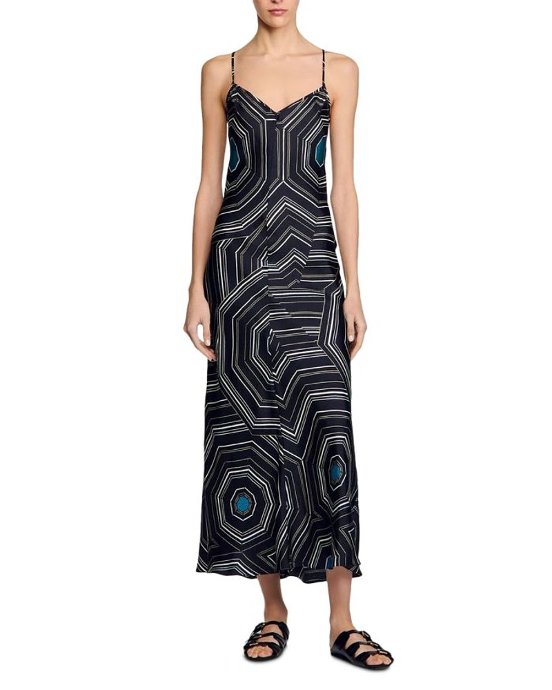 Patterned Silk Maxi Dress