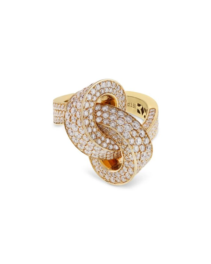 18K Yellow Gold Pavé Interwoven Diamond Ring, 3.5 tcw