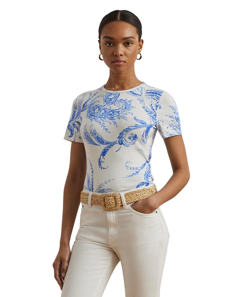 Paisley Stretch Cotton Crewneck Tee