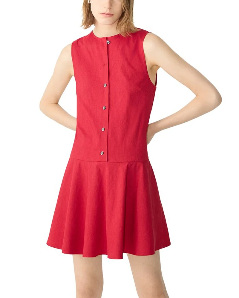 Sleeveless Linen Blend Mini Dress