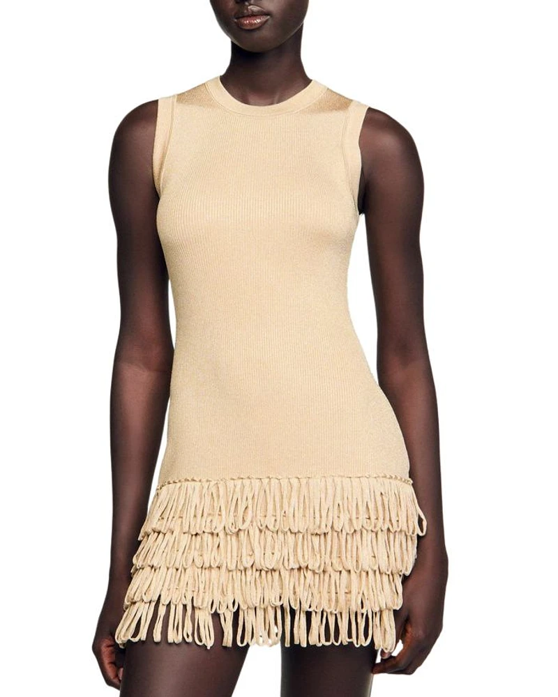 Fringe Trim Mini Dress