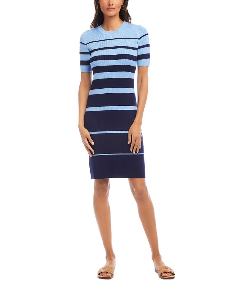 Stripe Ribbed Sweater Dress