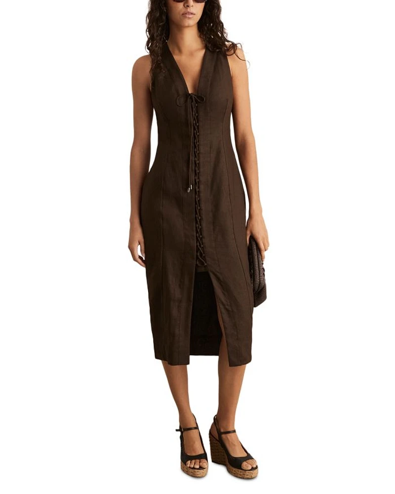 Amelia Lattice Tie Front Dress