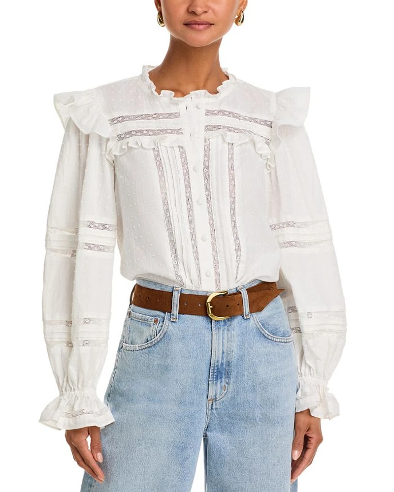 Pintuck Lace Inset Top - Exclusive