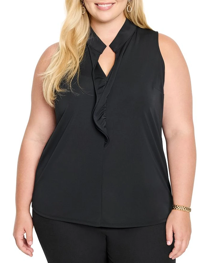 Knit Crepe Ruffle Top