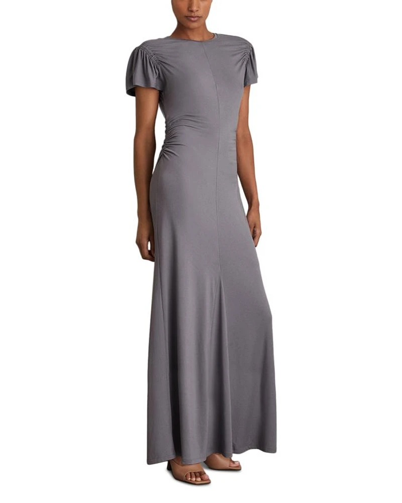 Helia Ruched Sleeved Jersey Dress