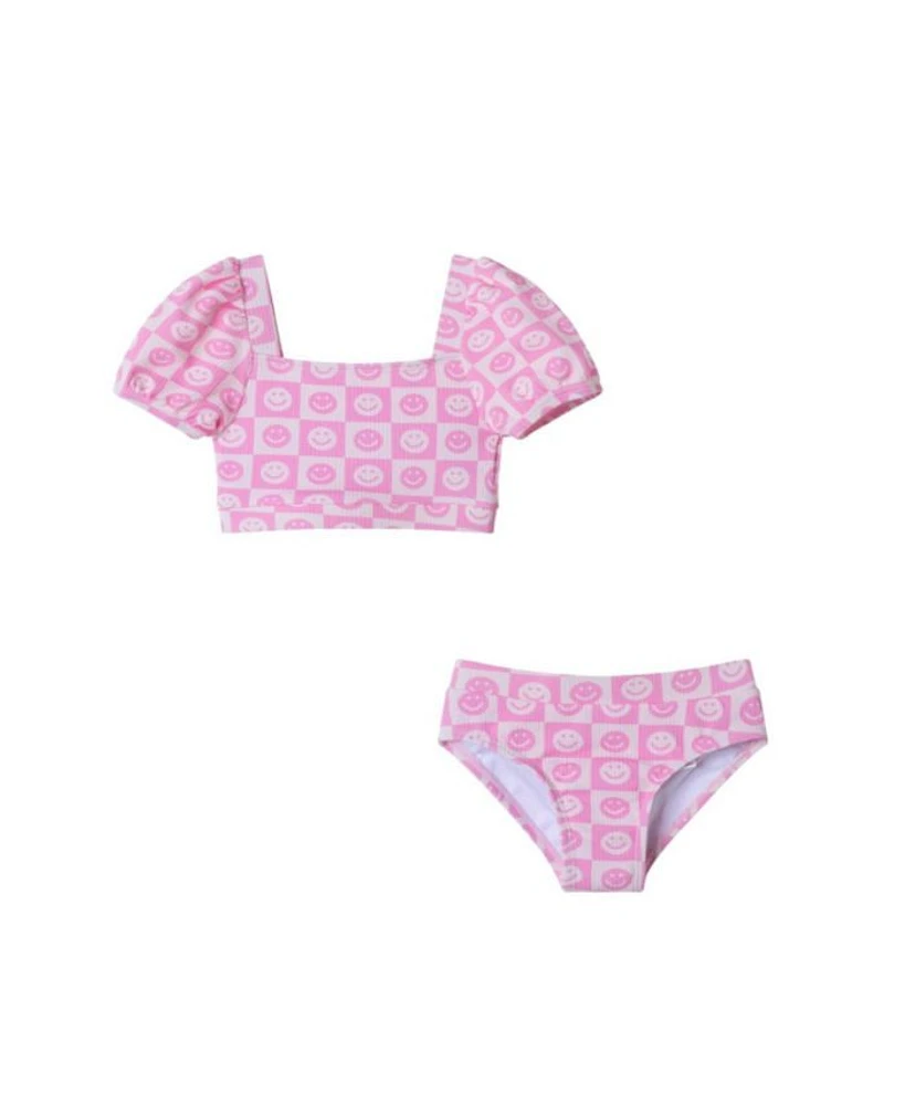 Girls' Smiley Bikini Swimsuit Set - Little Kid