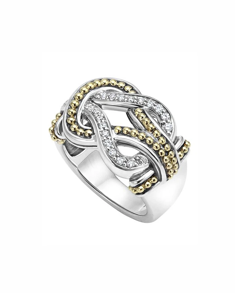 LAGOS Sterling Silver and 18K Gold Newport Diamond Ring