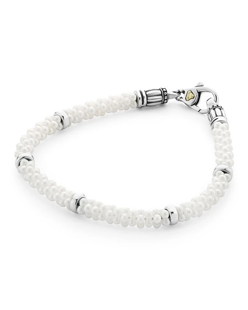 Sterling Silver White Caviar Bracelet