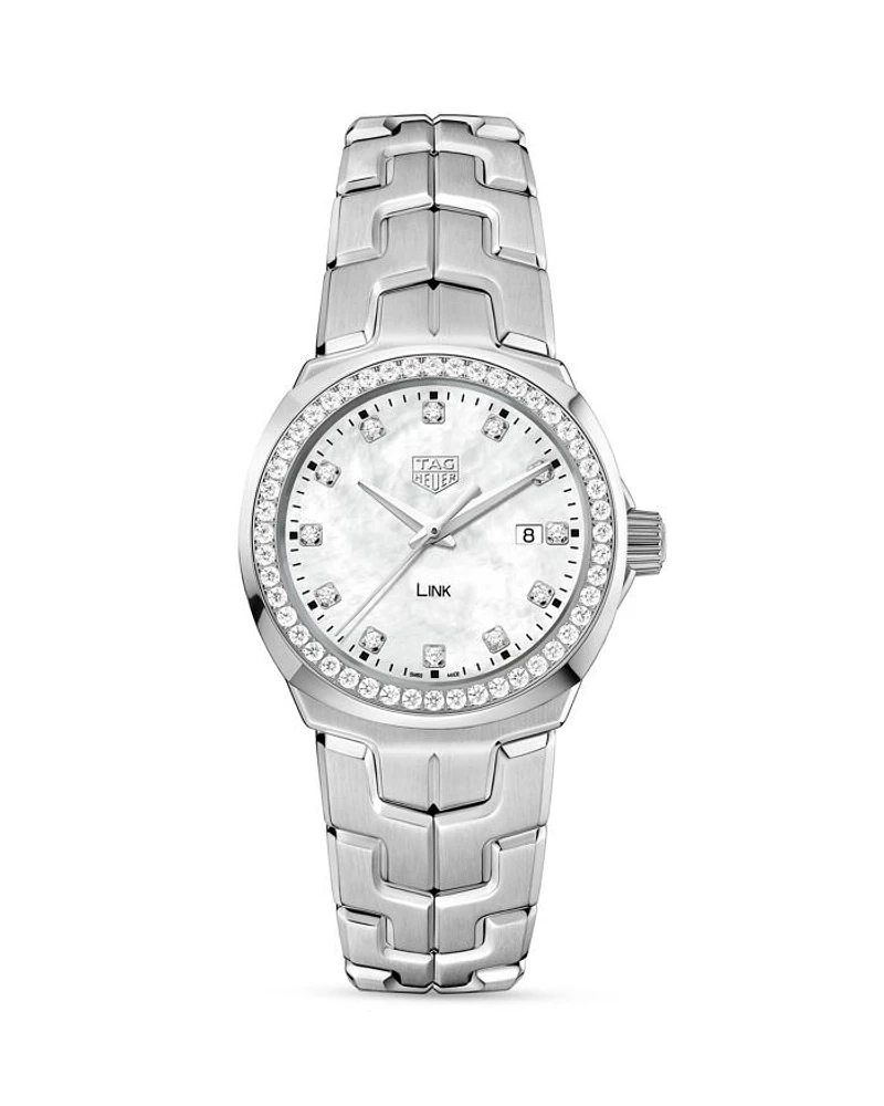Link Mother-Of-Pearl and Diamond Watch, 32mm