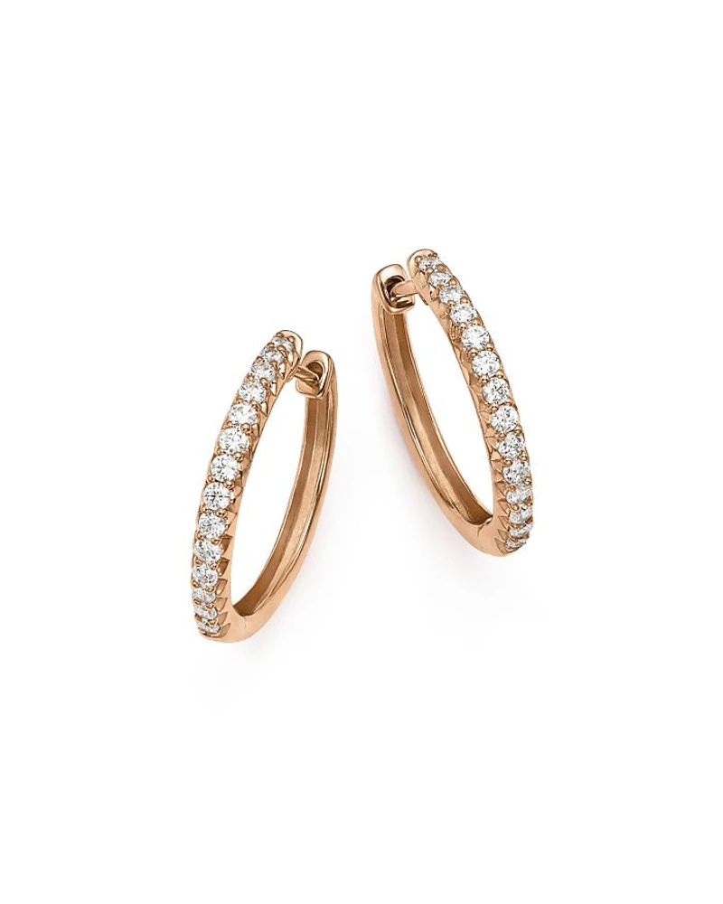Diamond Hoop Earrings in 14K Rose Gold, .40 tcw