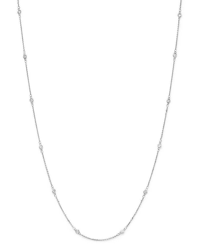 Diamond Station Necklace in 14K White Gold, .30 tcw