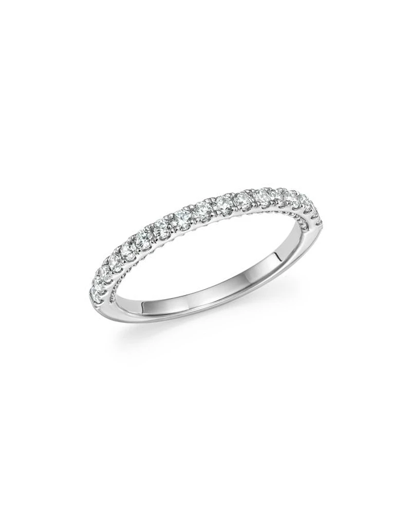 Diamond Band with Beaded Accent in 14K White Gold, 0.35 tcw