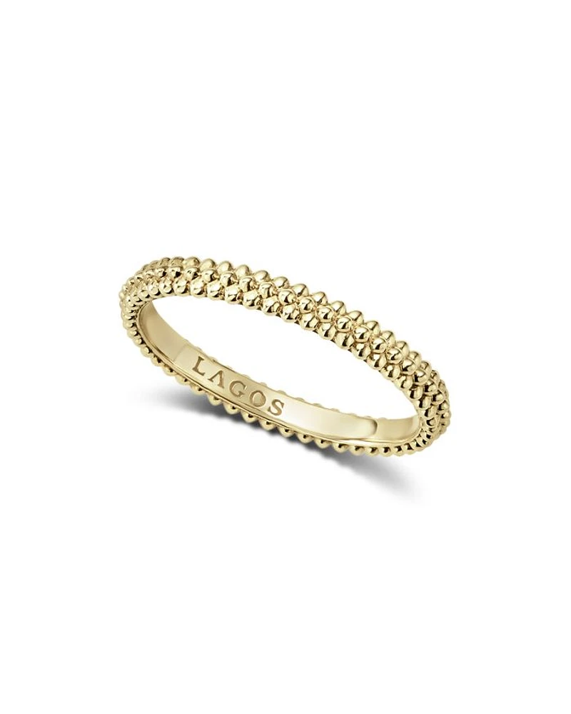 Caviar Gold Collection 18K Triple Beaded Stacking Ring