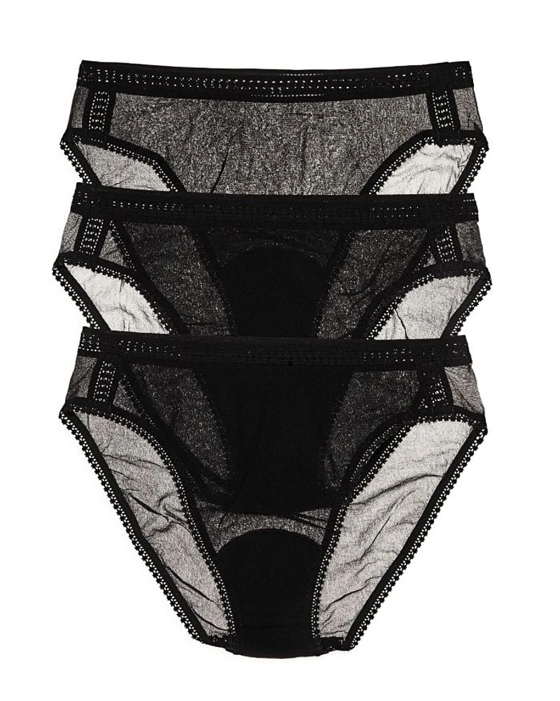 Gossamer Mesh Hip High-Cut Briefs, Set of 3