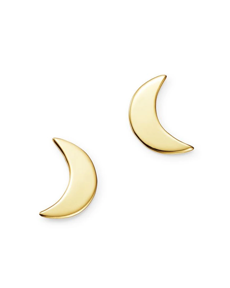 Small Moon Stud Earrings in 14K Yellow Gold - Exclusive