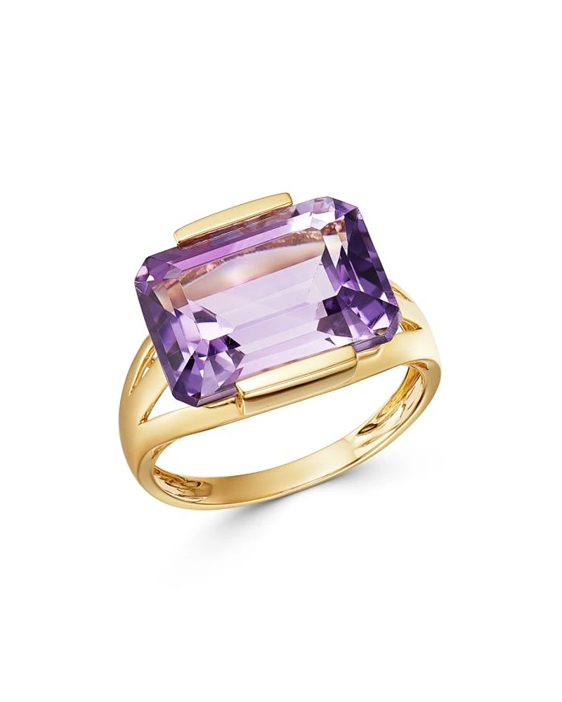 Amethyst East-West Ring in 14K Yellow Gold