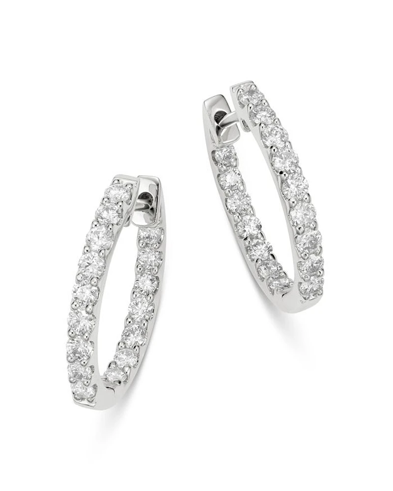 Diamond Inside-Out Oval Hoop Earrings in 14K White Gold