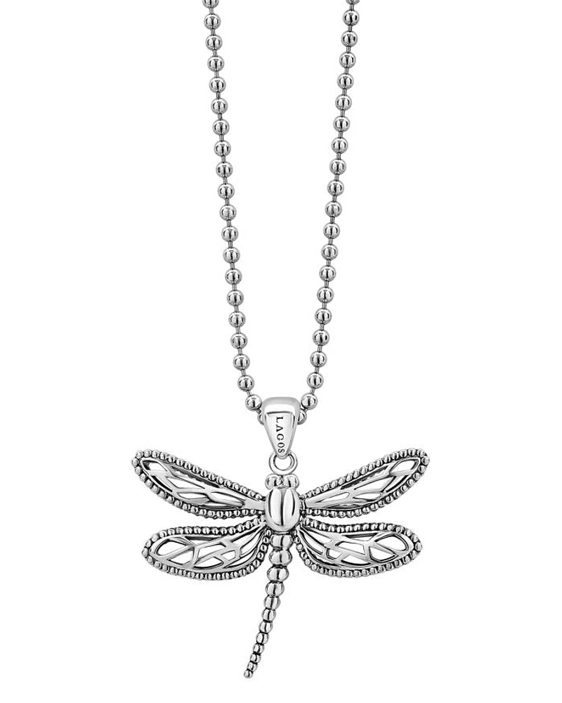 Sterling Silver Rare Wonders Dragonfly Pendant Necklace, 34"