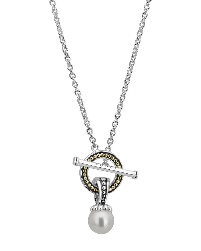 Sterling Silver Luna Cultured Freshwater Pearl Toggle Necklace, 18"
