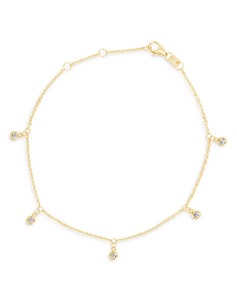 Diamond 5-Stone Droplet Bracelet in 14K Yellow Gold, 0.10 tcw