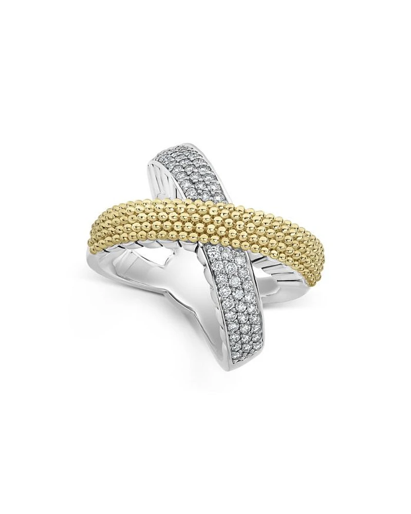 Sterling Silver & 18K Yellow Gold Caviar Lux Diamond Ring