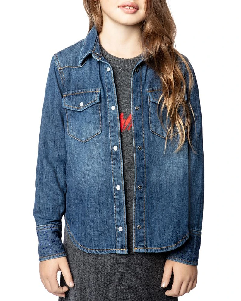 Girls' Rea Denim Shirt - Little Kid, Big Kid