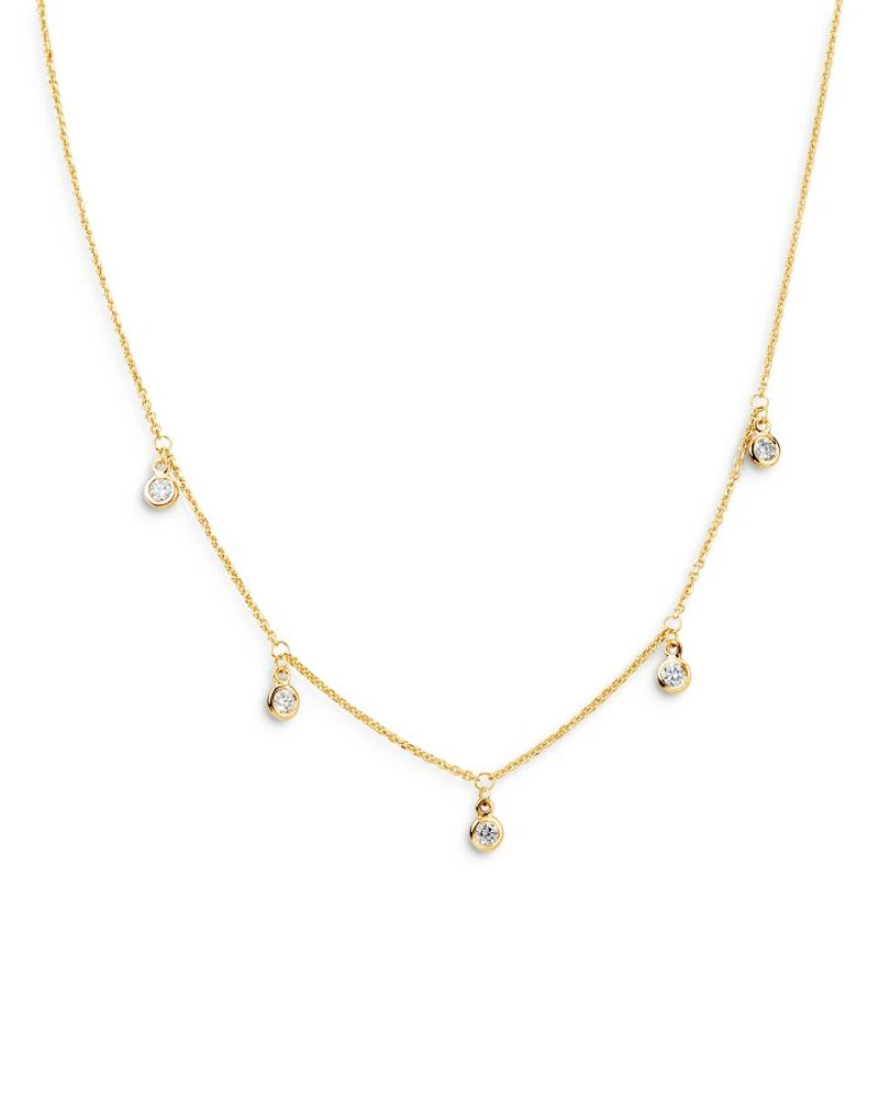 Diamond Droplet Station Necklace in 14K Gold
