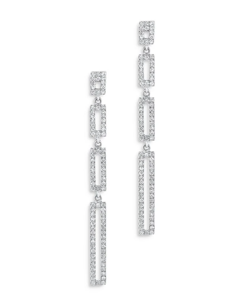 Diamond Link Drop Earrings in 14K White Gold, 0.33 tcw