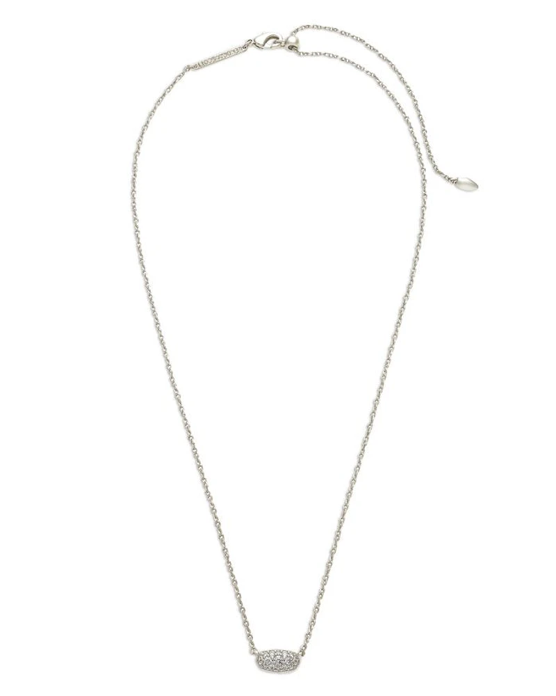 Grayson Cubic Zirconia Adjustable Pendant Necklace in Rhodium Plate, 19"