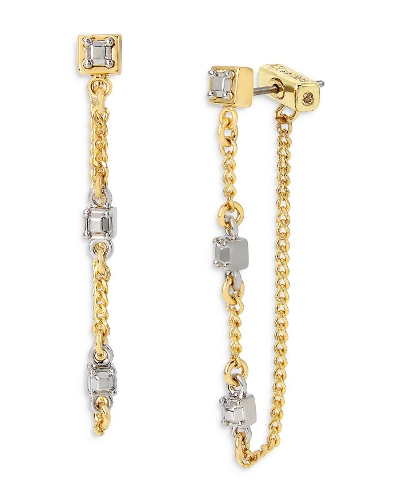 Stone Chain Front Back Earrings