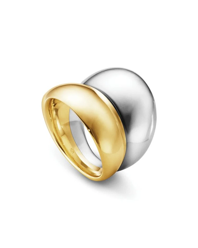 18K Gold & Sterling Silver Curve Sculptural Ring
