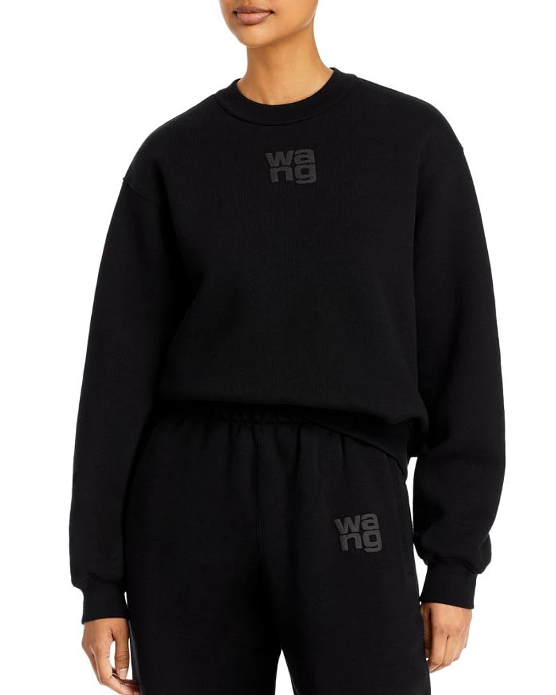 Essential Terry Crew Sweatshirt with Puff Paint Logo