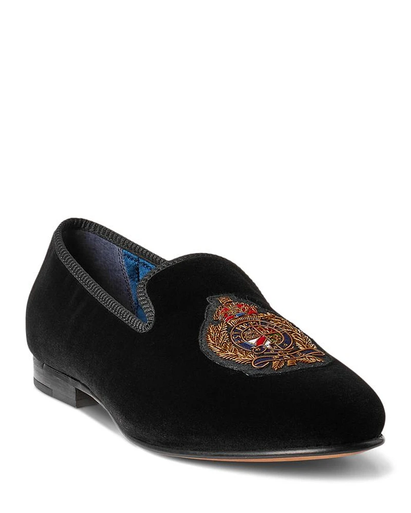 Men's Paxton Crest Velvet Slipper