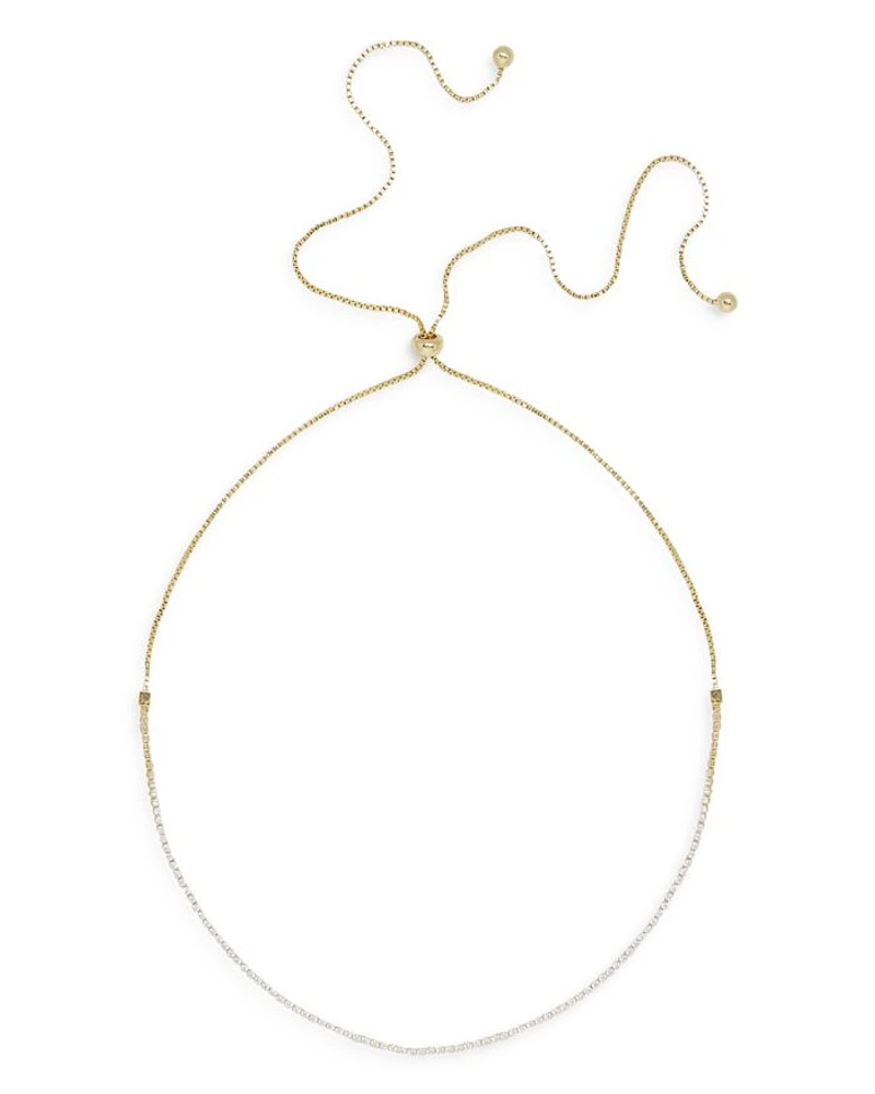 Embellished Choker Necklace in 18K Gold Plate, 28"