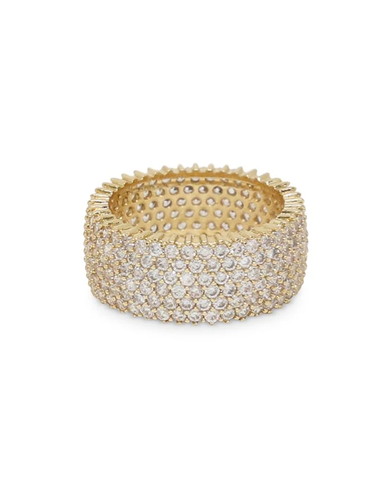 Cubic Zirconia & 18K Gold Plated Thick Band Ring