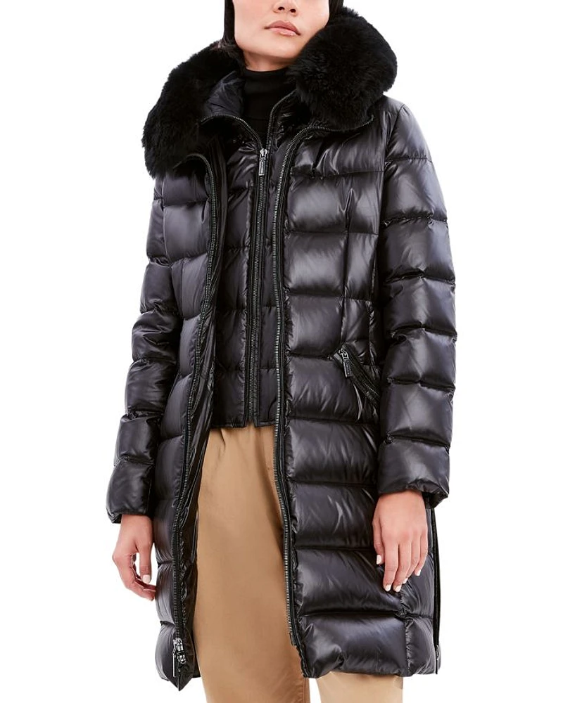 Kat Shearling Trim Down Puffer Coat