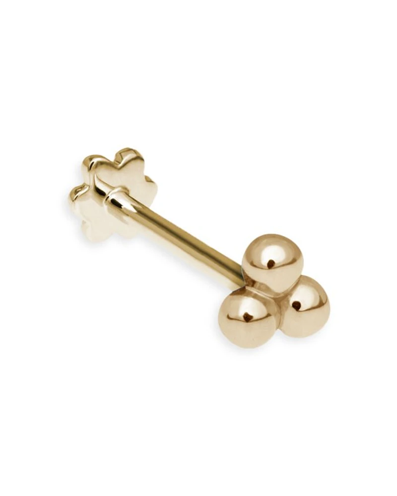 14K Yellow Gold Trinity Ball Single Stud Earring
