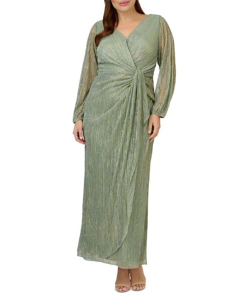 Metallic Mesh Draped Gown