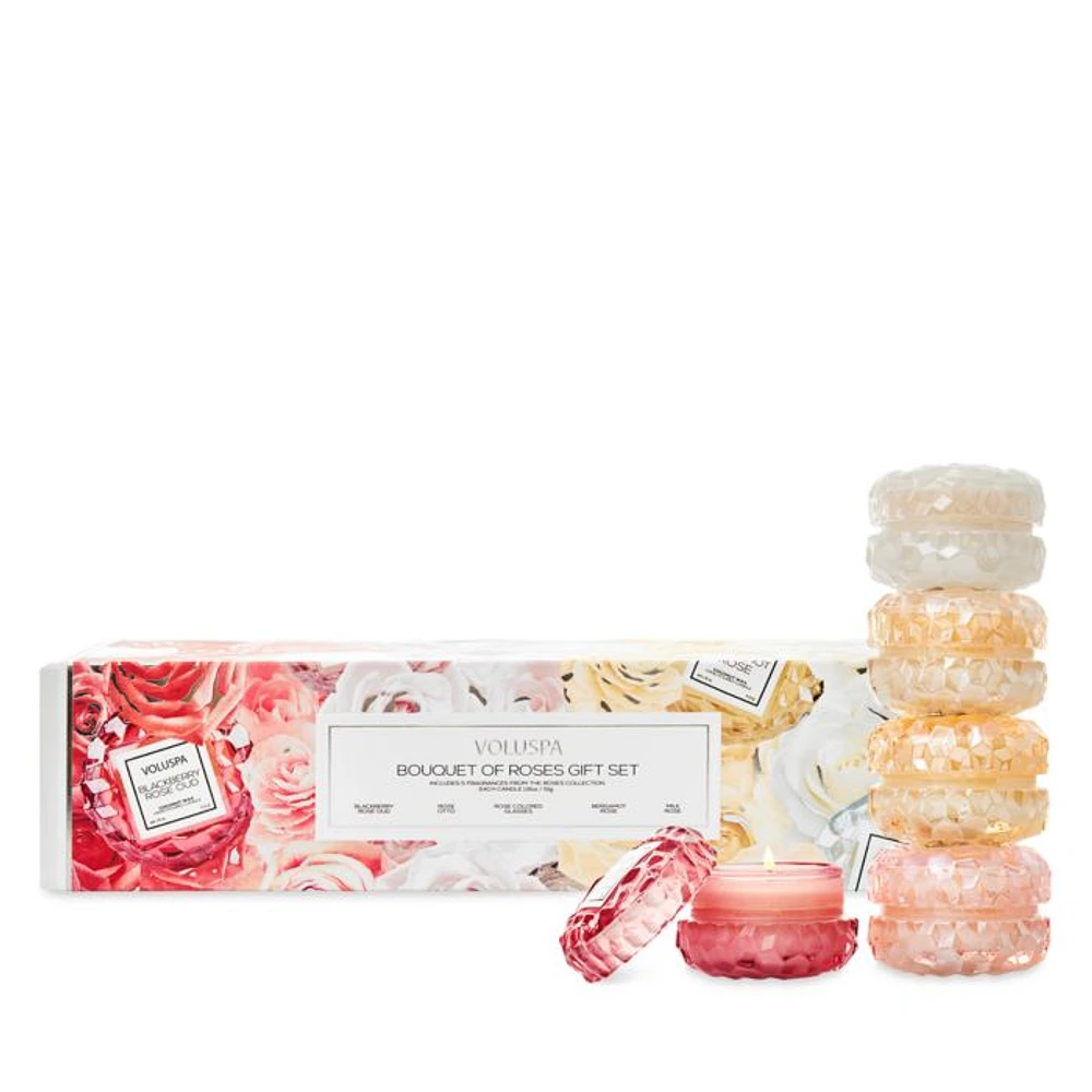 Roses Macaron Candle Gift Box, Set of 5