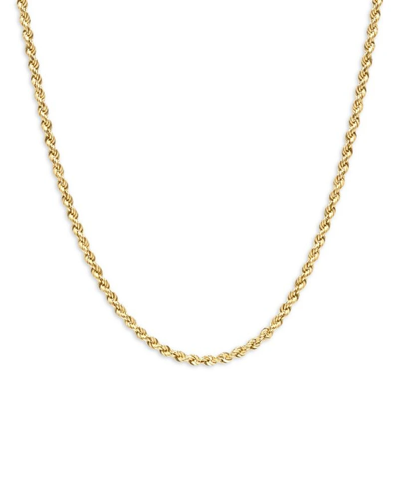 14K Yellow Gold Heavy Metal Rope Link Chain Necklace, 16"