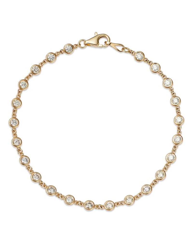 Diamond Station Tennis Bracelet in 14K Yellow Gold, 1.60 tcw
