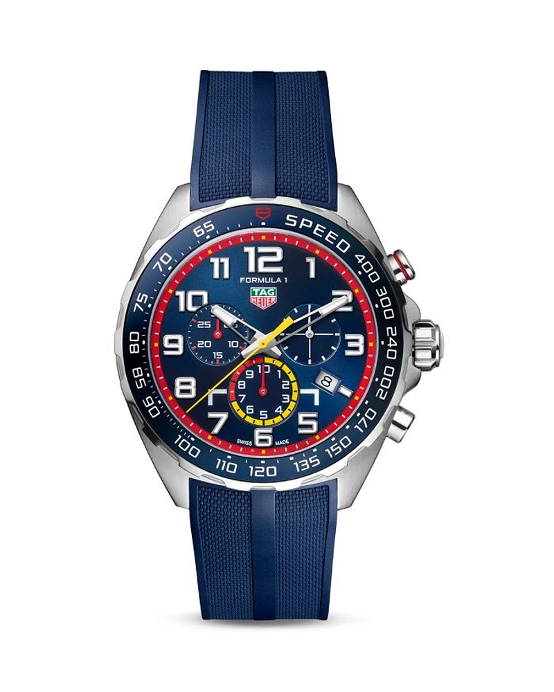 Formula 1 Red Bull Stainless Steel Rubber Strap Chronograph, 43mm